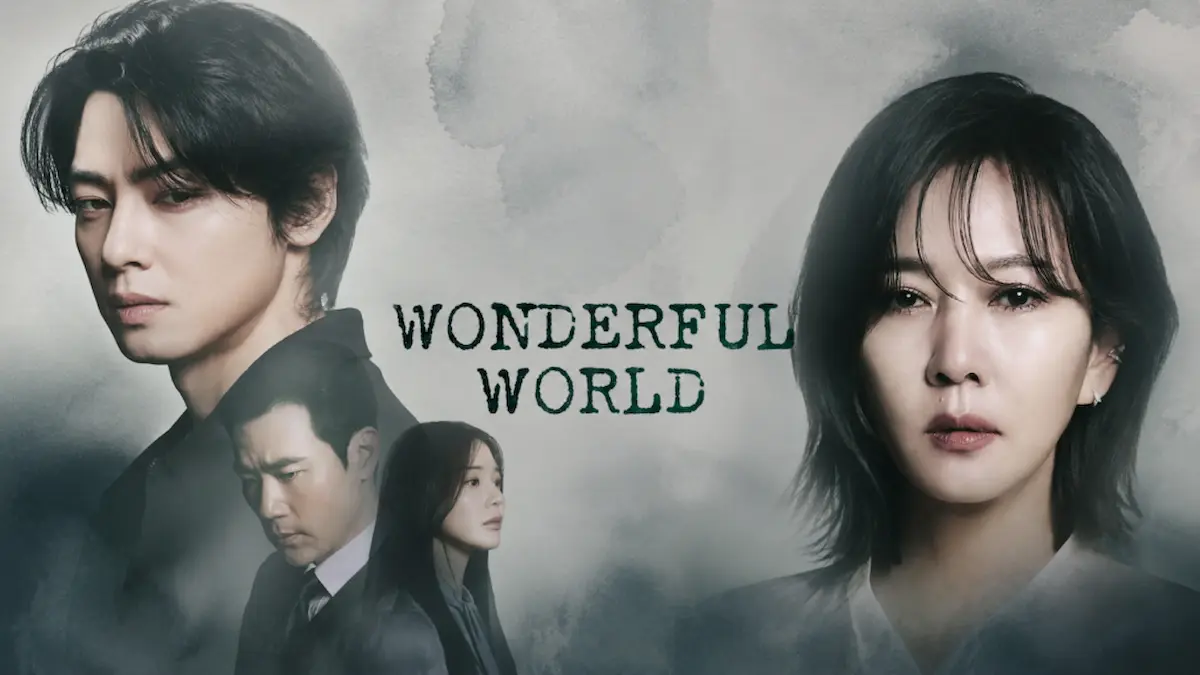 Korean revenge thriller drama poster featuring a woman on the right and a man on the left over a dark foggy background